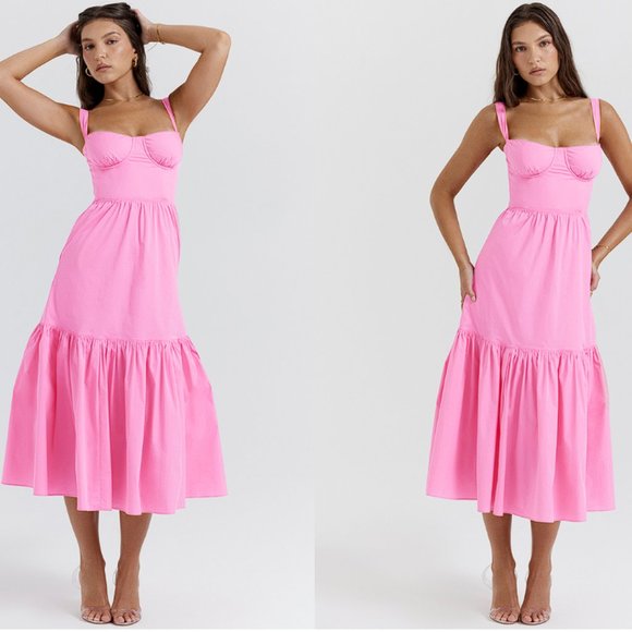HOUSE OF CB 'Elia' French Pink Midi Sundress NWOT - Picture 3 of 11
